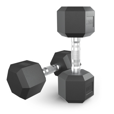 Гантель гексагональная обрезиненная 10 кг UnixFit DBHEX10x2 2 шт