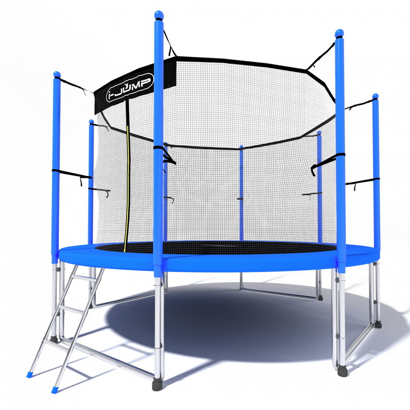 Батут i-Jump Classic 8FT 244 см с нижней сетью и лестницей синий