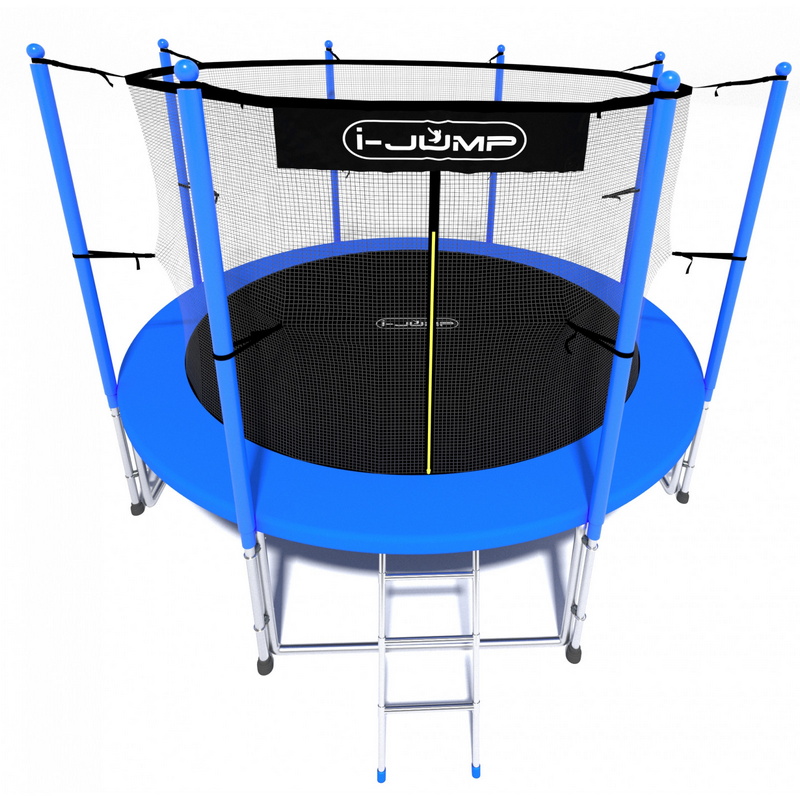 Батут i-Jump Classic 8FT 244 см с нижней сетью и лестницей синий
