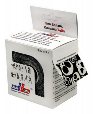 Кинезио тейп BBTape с рисунком 5x500 см Череп черный