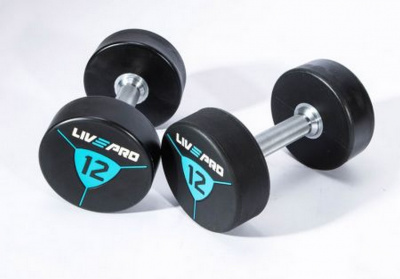 Гантели в уретане 12 кг Live Pro Premium Urethane Dumbbells LP8000-12