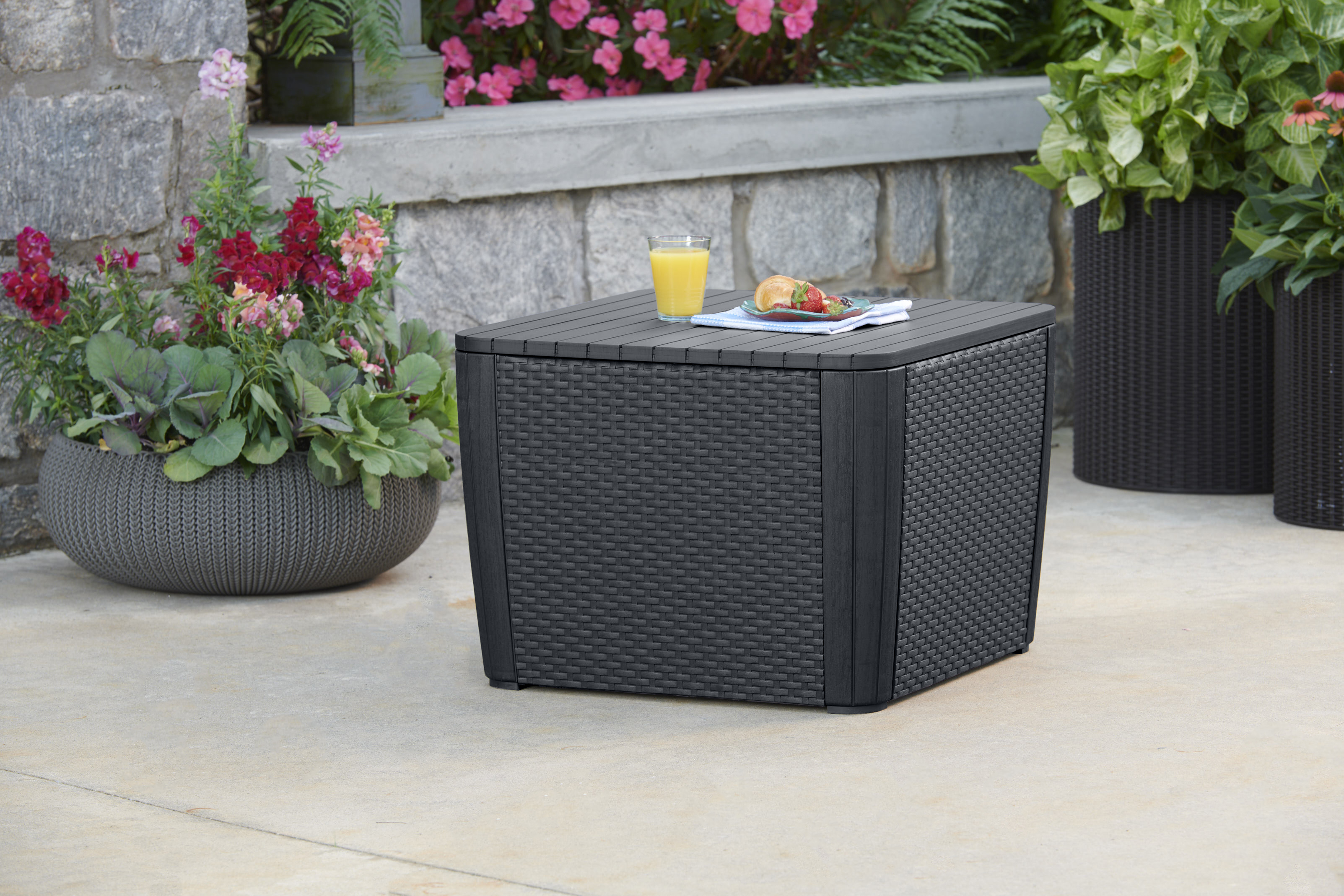 Стол-сундук, графит Luzon Plus Flat Wicker