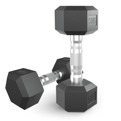 Гантель гексагональная обрезиненная 5 кг UnixFit DBHEX5x2 2 шт