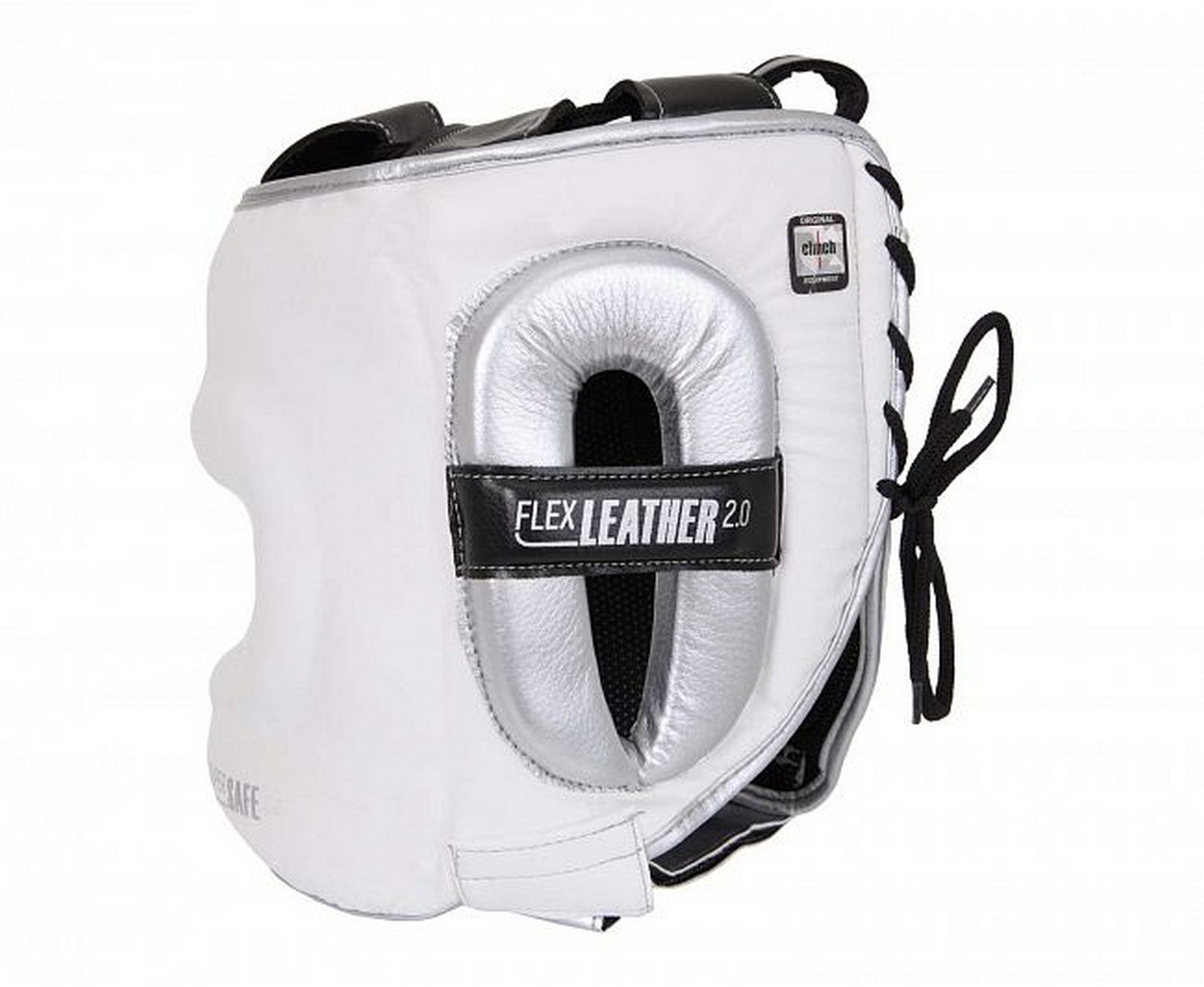 Шлем для единоборств с бампером Clinch Face Guard C149 бело-серебристый