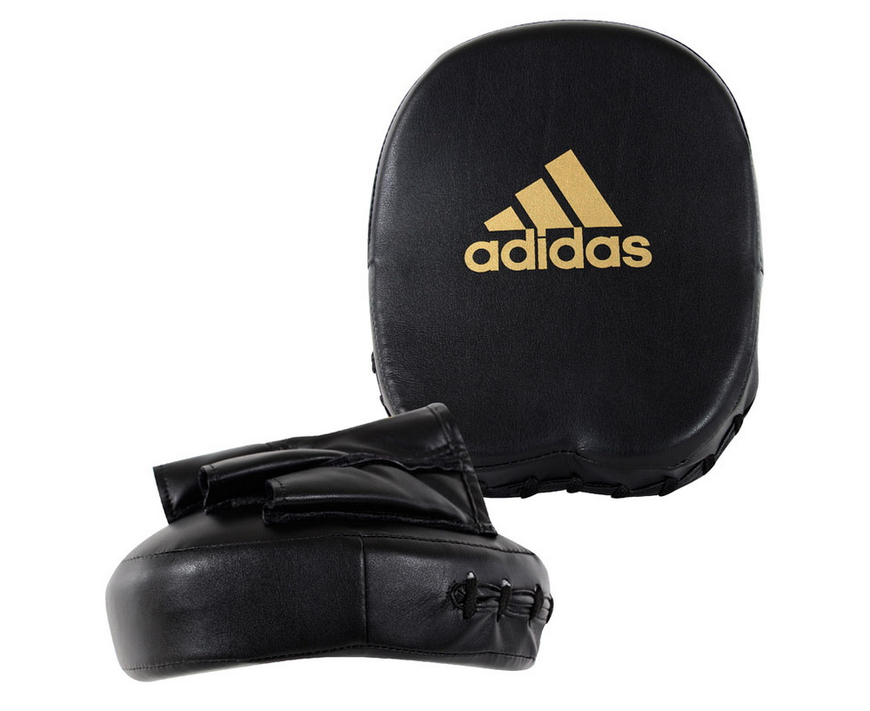 Лапы Adidas Short Focus Mitts черно-золотые adiMP02