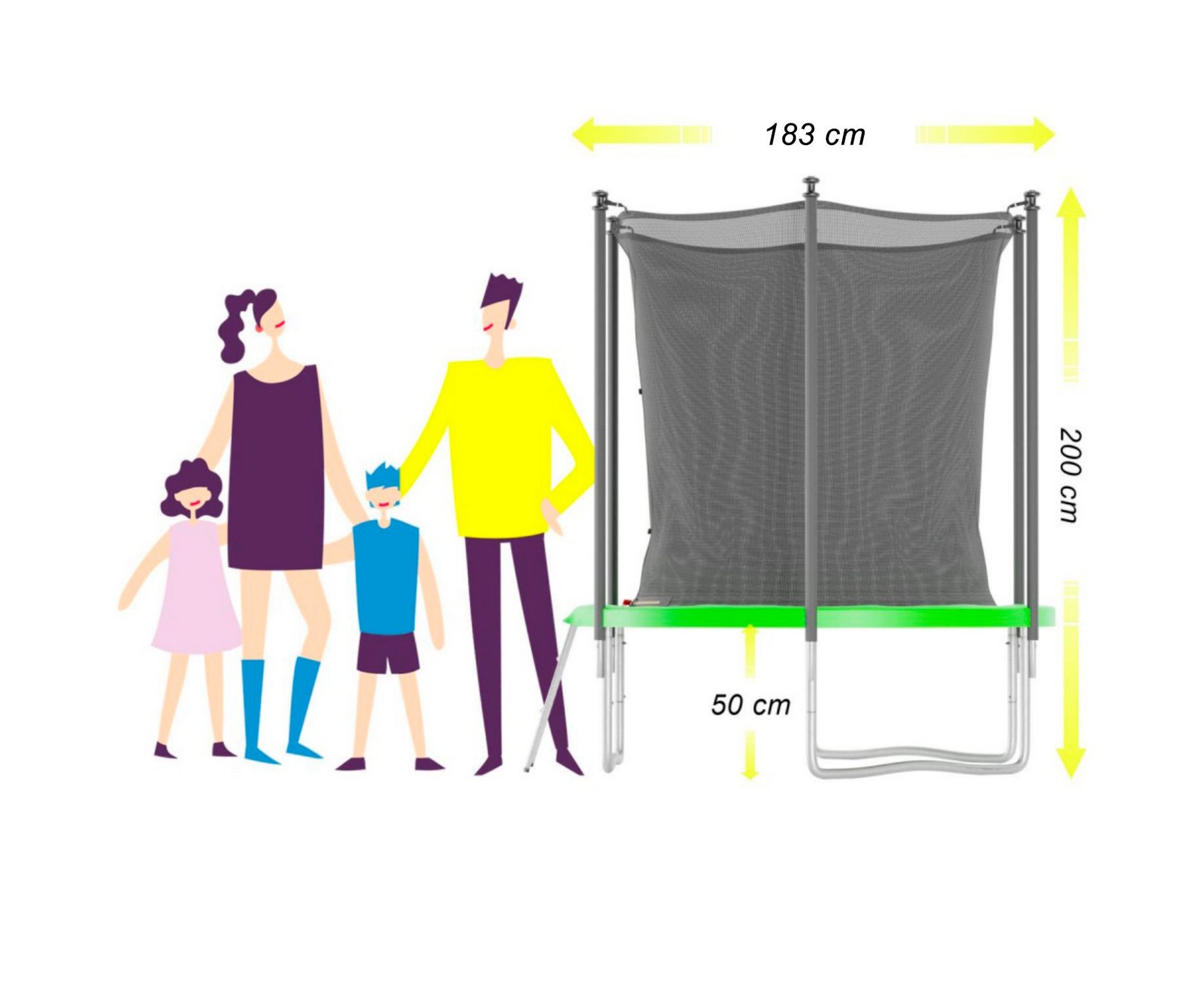 Батут DFC Trampoline Stock JUMP4FUN, с внутренней защитной сеткой TRA22FUJ4F-603 салатовый