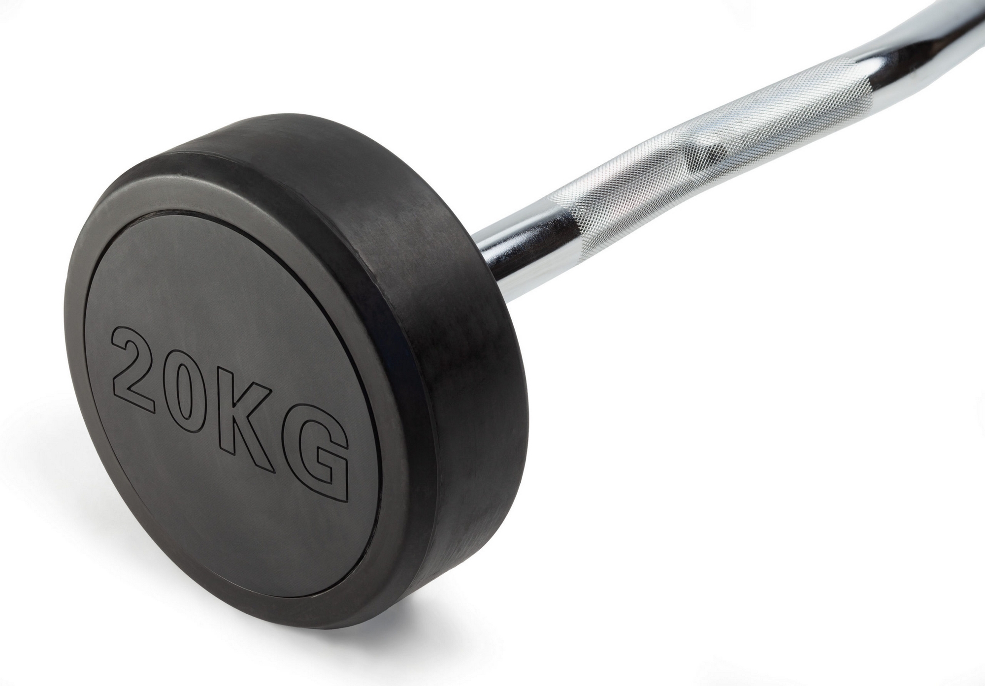 Штанга неразборная обрезиненная 20 кг. Изогнутый гриф VictoryFit VF-DX5200