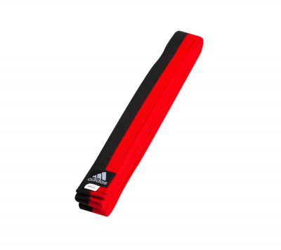 Пояс для единоборств Adidas Half-Half Poomse Belt adiTPB01 черно-красный