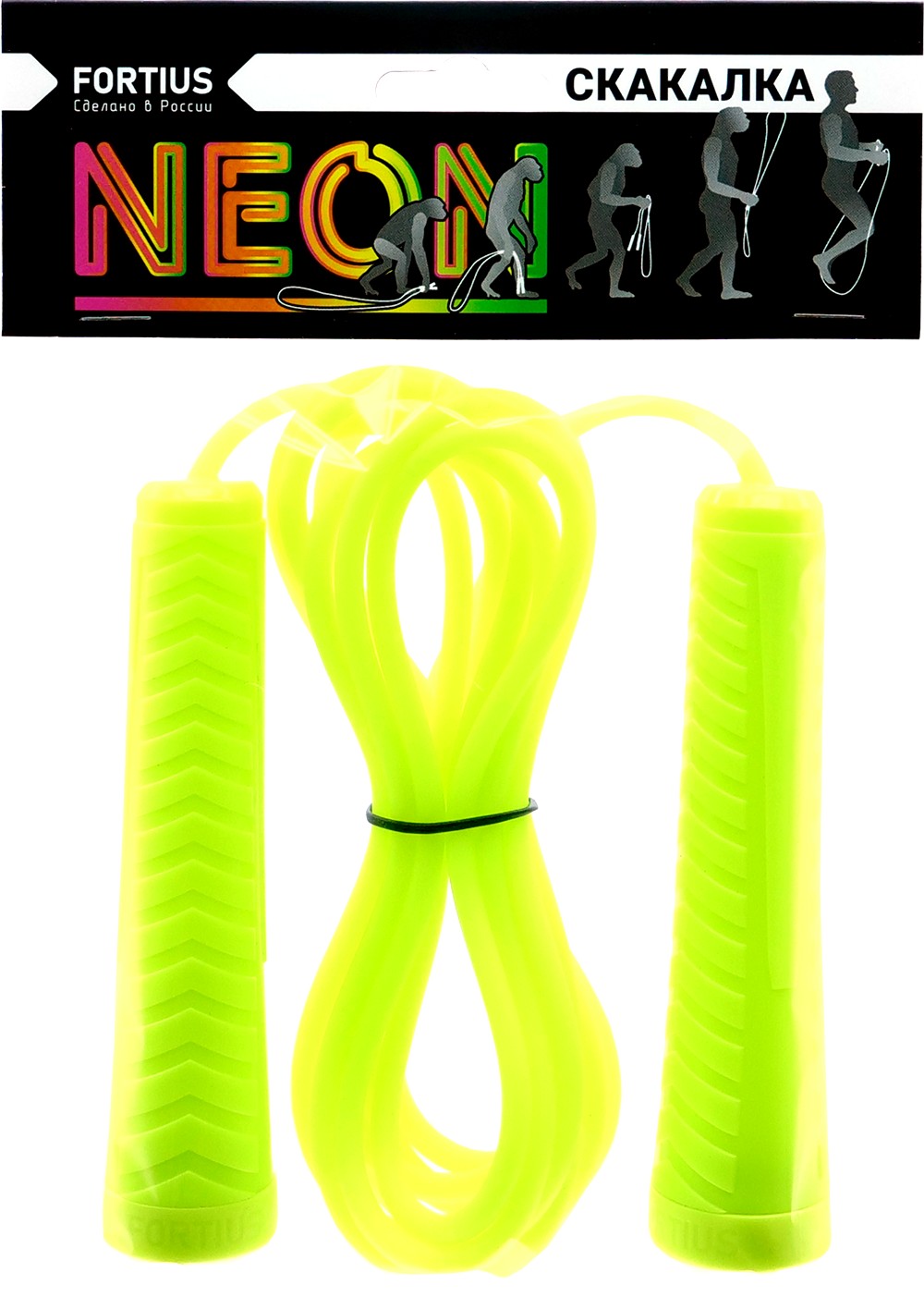 Скакалка Fortius Neon шнур 3 м в пакете (желтая)