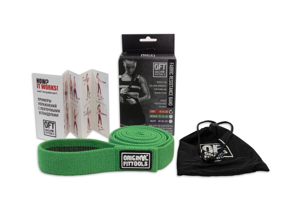 Эспандер ленточный тканевый сопротивление 20-25 LBS Original Fit.Tools FT-FRB-MEDIUM