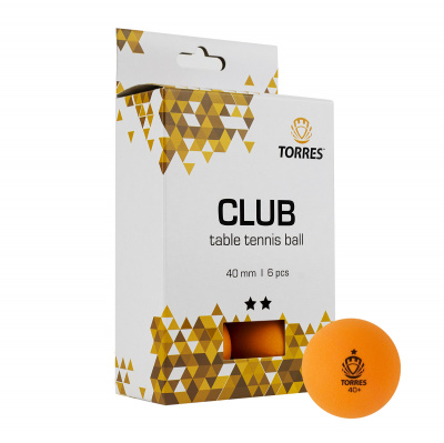 Мяч для настольного тенниса Torres Club2*, 6 шт TT21013 оранжевый