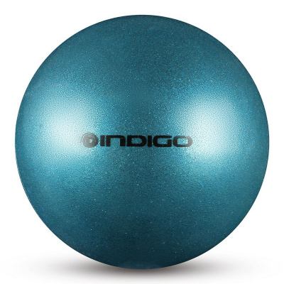 Мяч для художественной гимнастики d15см Indigo ПВХ IN119-LB голубой металлик с блестками