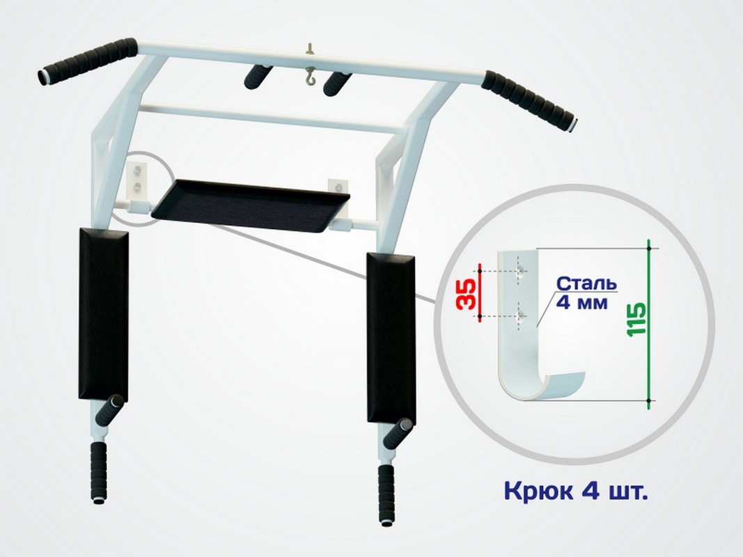 Турник настенный 3 в 1  SP T3 Стоун, белый | Premium Fitness