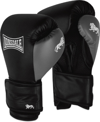 Перчатки тренировочные16oz Lonsdale Haydock 160063 16 BK/GR черный\серый
