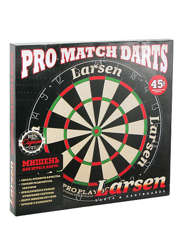 Мишень для игры в дартс, турнирная, сизаль, d45см Larsen Pro DG51001
