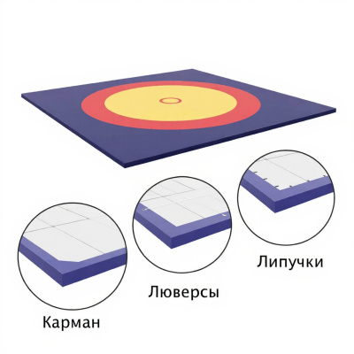 Борцовский ковер 8х8м 2-3 цвета ППЭ хим сшитые 5см Line-Sport