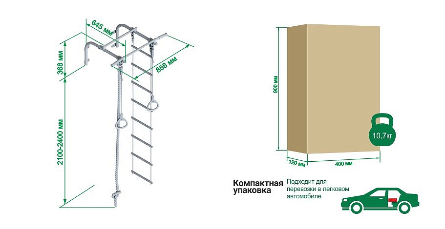 Турник настенный (с навесным оборудованием) Romana T1 (7.01.00-21) белый прованс | Premium Fitness