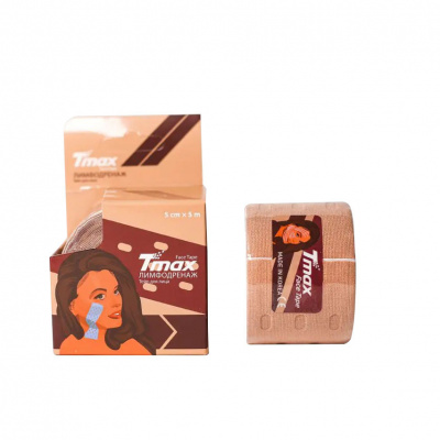Тейп кинезиологический для лица 500x5 см, хлопок, с перфорацией Tmax Beauty Tape 423249 бежевый