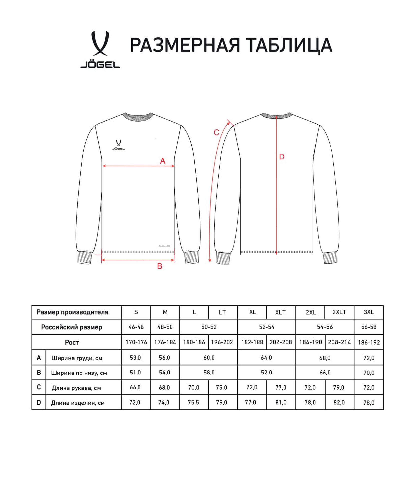 Футболка баскетбольная с длинным рукавом Jogel DIVISION PerFormDRY Pre-Match Longsleeve Jersey, красный