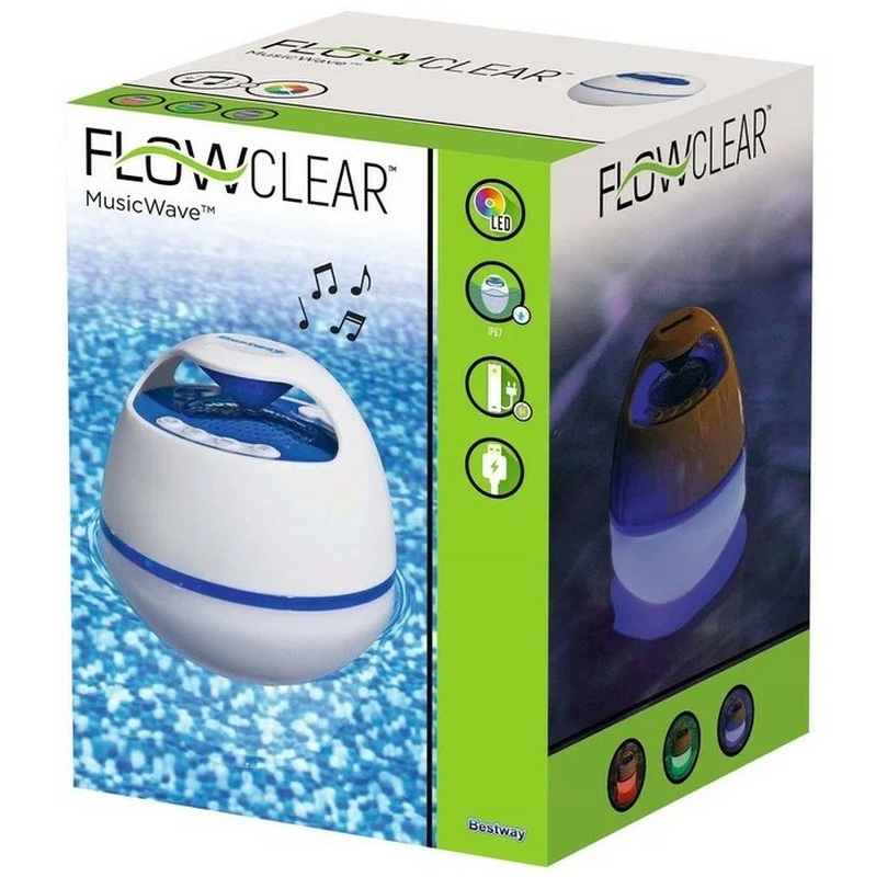 Аудиколонка для бассейна Bluetooth Bestway 58700, плавающая, светодиодная