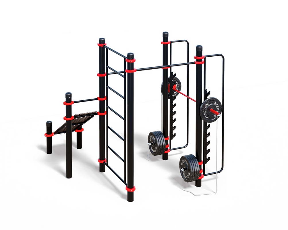 Уличный комплекс для воркаута WORKOUT-FIT - 03 с штангой для приседаний Stecter