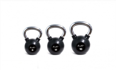 Гиря обрезиненная с хромированной рукояткой 8 кг Aerofit AFBK8, черный