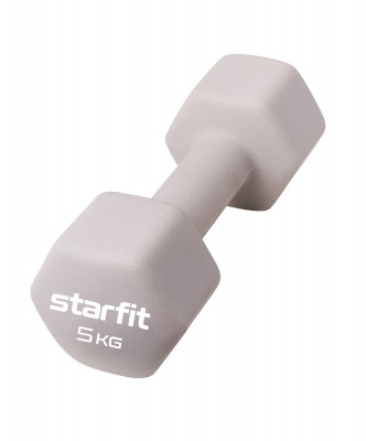 Гантель неопреновая 5 кг Star Fit DB-201 тепло-серый пастель