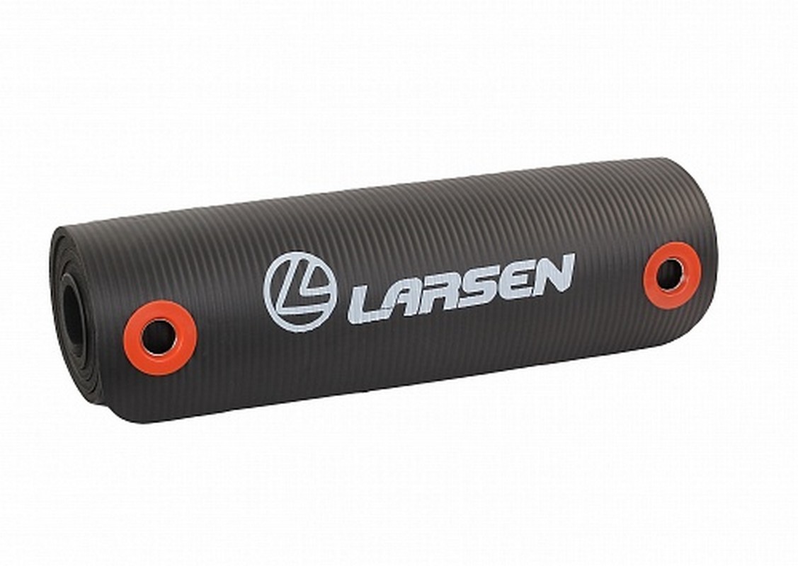 Коврик для фитнеса и йоги 183х60х1см Larsen NBR черный с люверсами