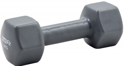Гантель в виниловой оболочке шестигранник 3 кг Profi-Fit серая
