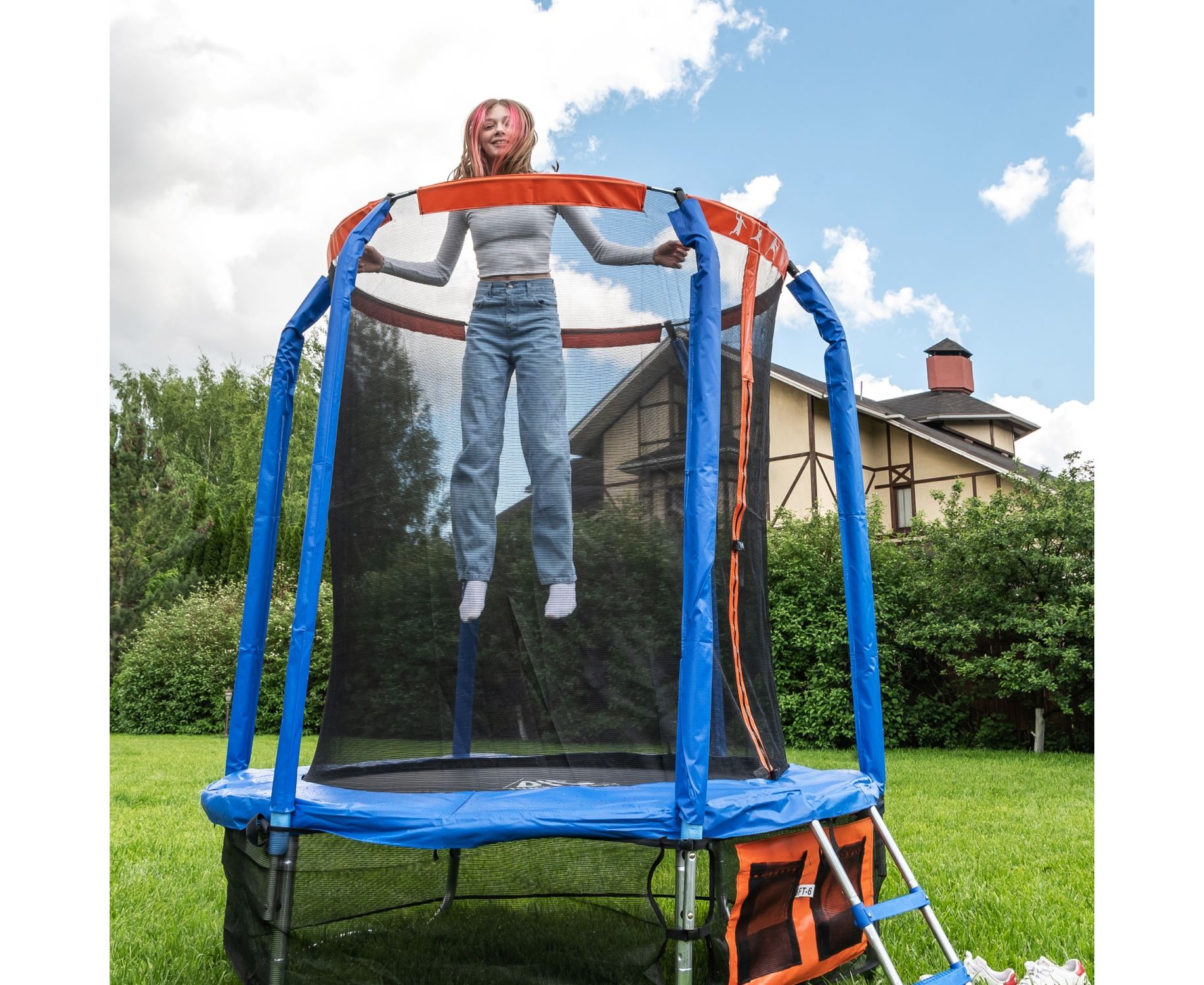 Батут DFC Jump Basket 16ft внутр.сетка, лестница (488cм) 16FT-JBSK-B