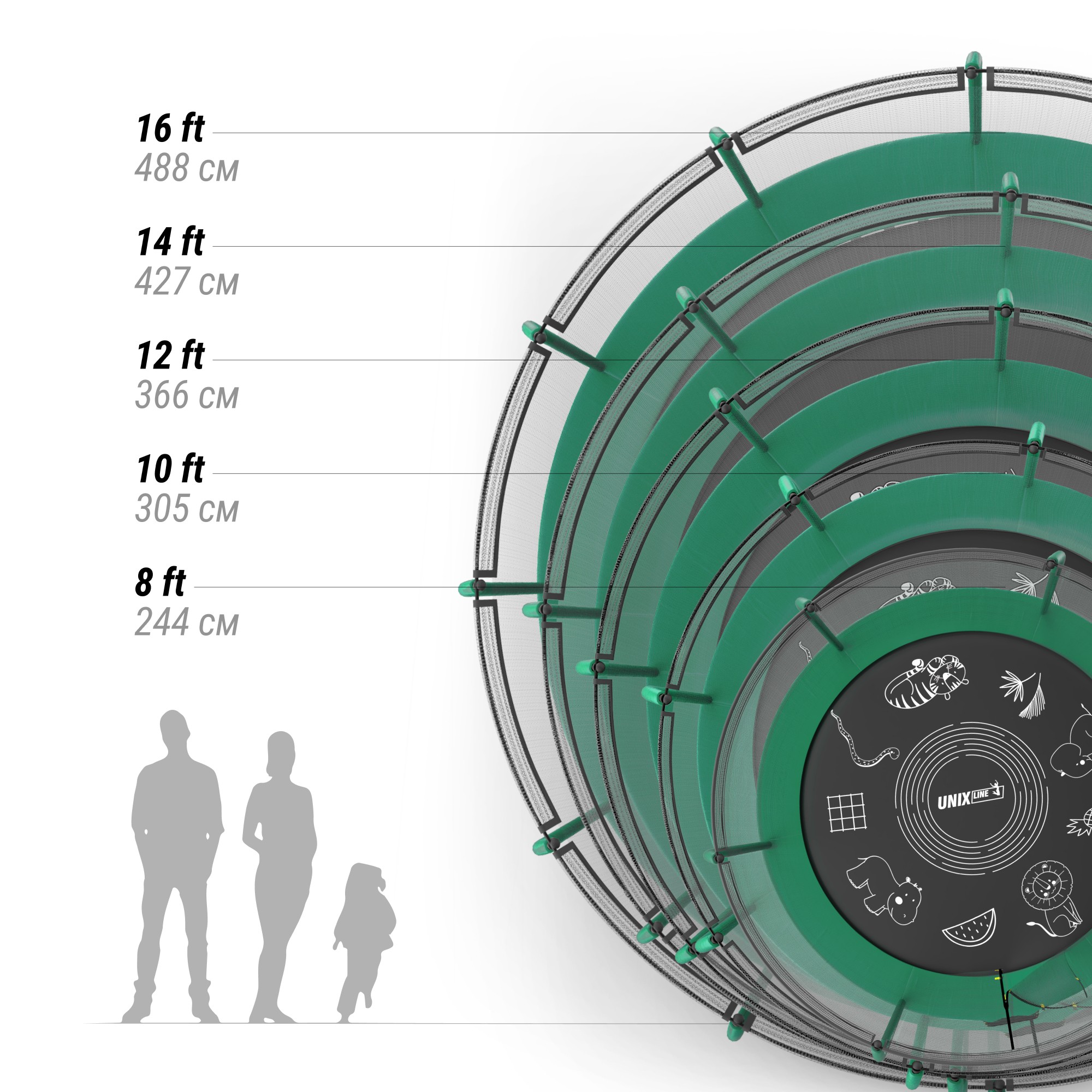 Батут Unix Line Supreme Game 14FT 427 см (green)
