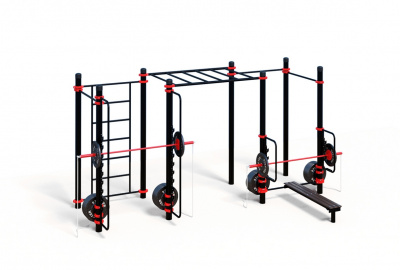 Уличный комплекс для воркаута WORKOUT-FIT - 02 с штангами, рукоходом и шведской стенкой Stecter