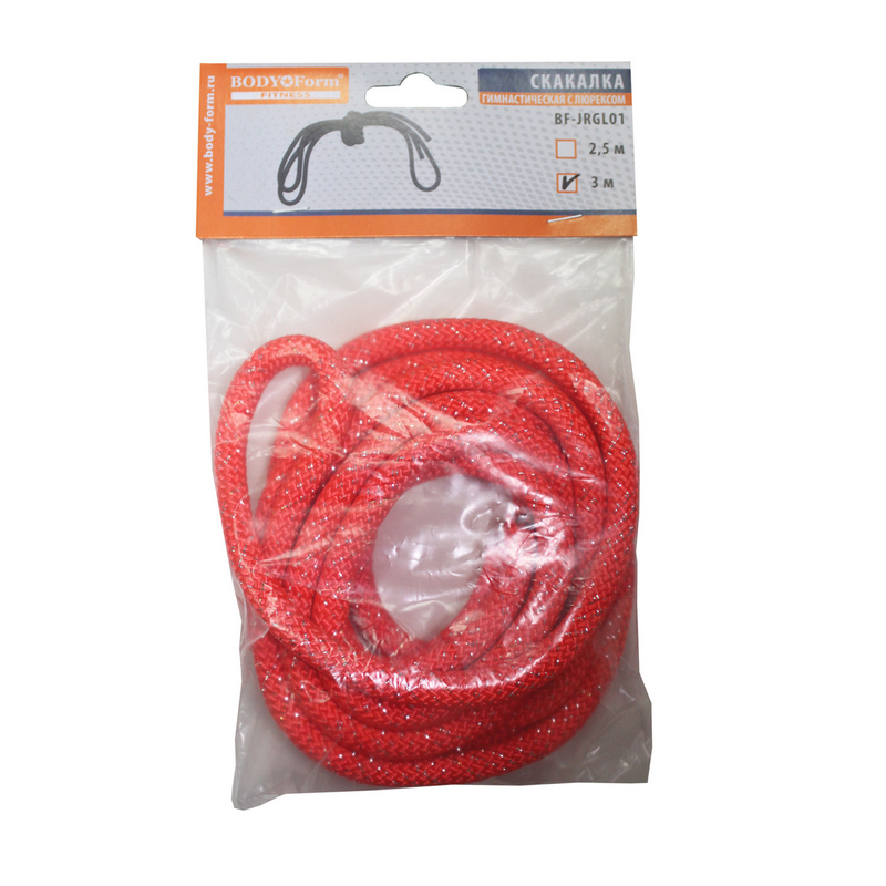 Скакалка гимнастическая с люрексом Body Form BF-SK04 (BF-JRGL01) 3м, 180гр (коралловый)