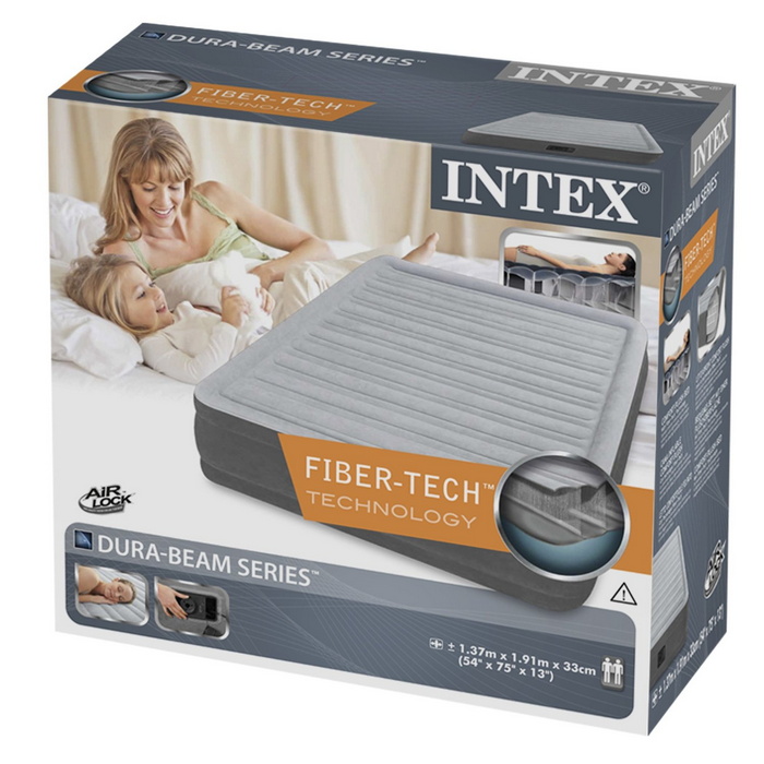 Надувная кровать Intex Comfort-Plush 137х191х33см, встроенный насос 220V 67768