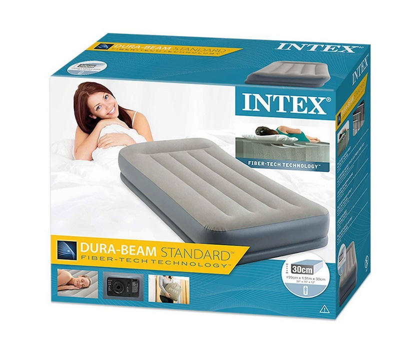 Надувная кровать Intex Mid-Rice Airbed 99х191х30см, встроенный насос 64116