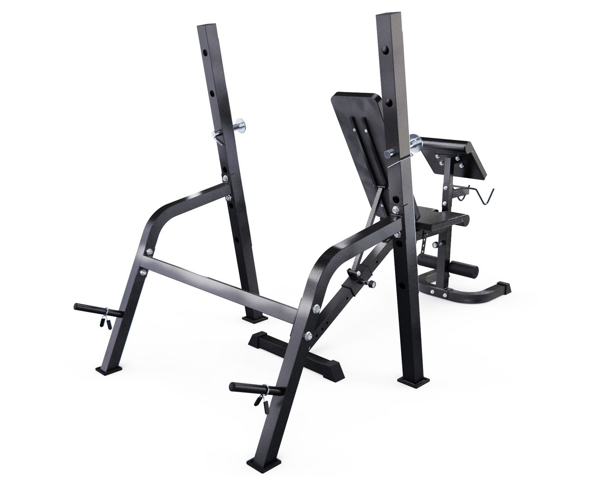 Скамья со стойками под штангу, с партой для бицепса DFC GORILLA 201321B черный | Premium Fitness