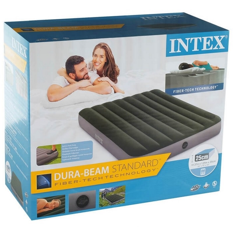 Надувной матрас Intex Downy Airbed Fiber-Tech 137х191х25 см, со встроенным ножным насосом 64762