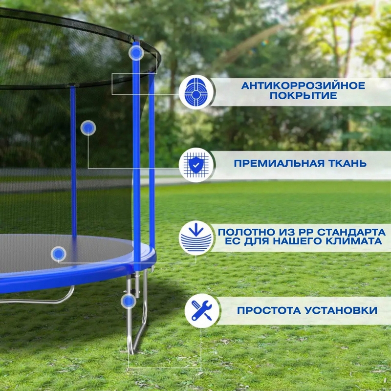 Батут с защитной сеткой Perfetto Sport Activity 10" d300см 2500000067464 синий