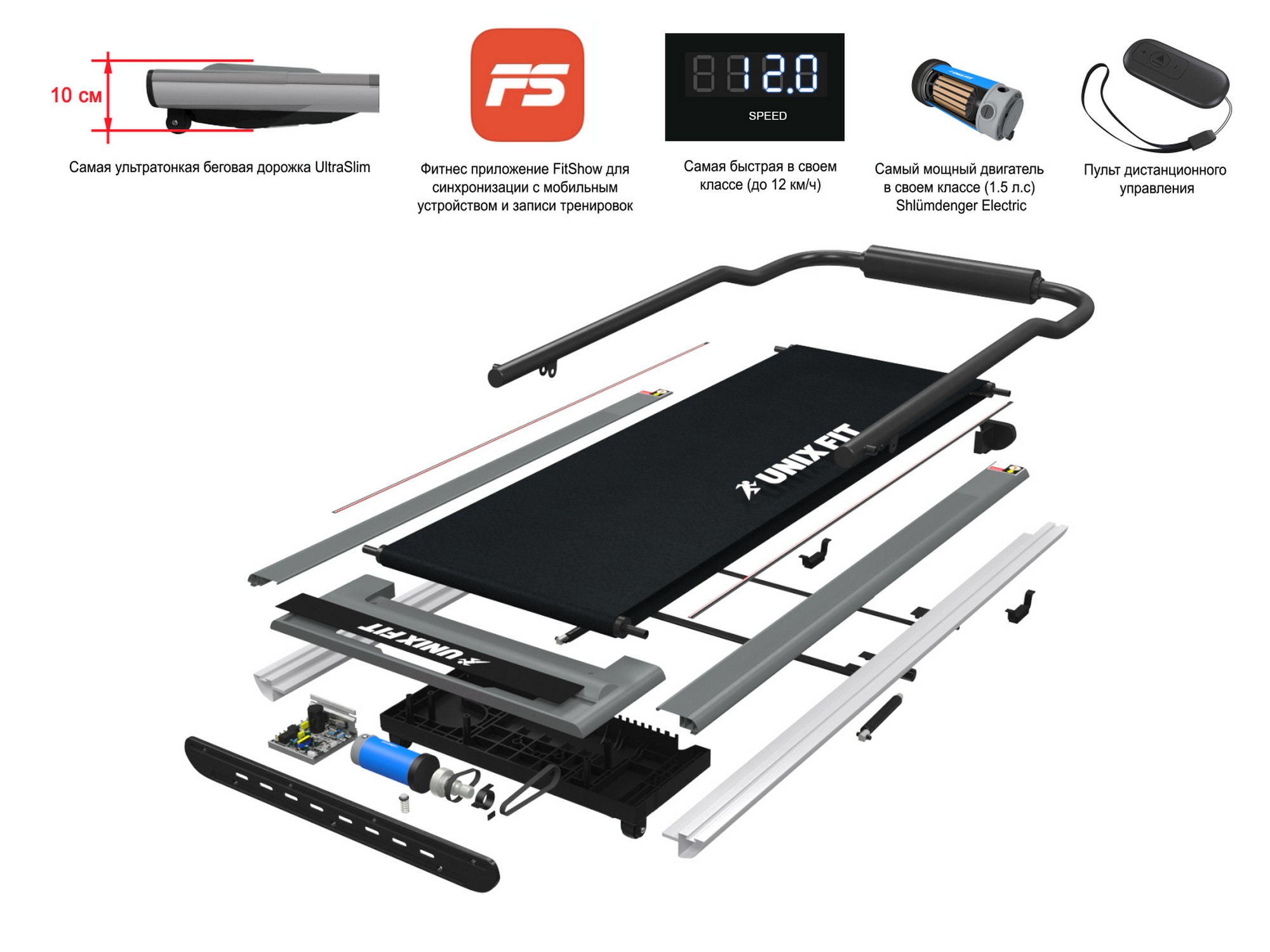 Беговая дорожка UnixFitt R-300C TDR300CR Red