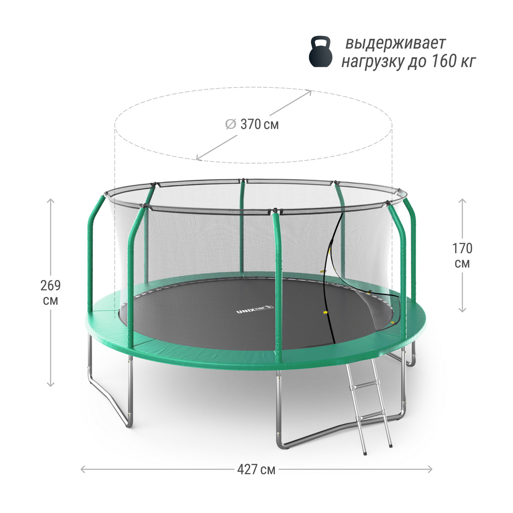 Батут Unix Line SUPREME BASIC 14 ft (green) TRUSUB14G