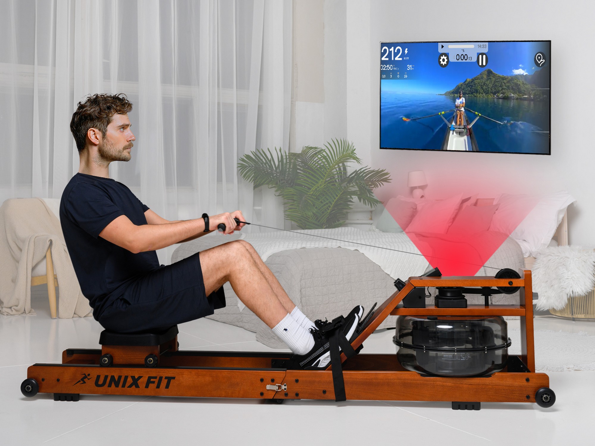 Гребной тренажер UnixFit Wood Rower Light RM9000PLW