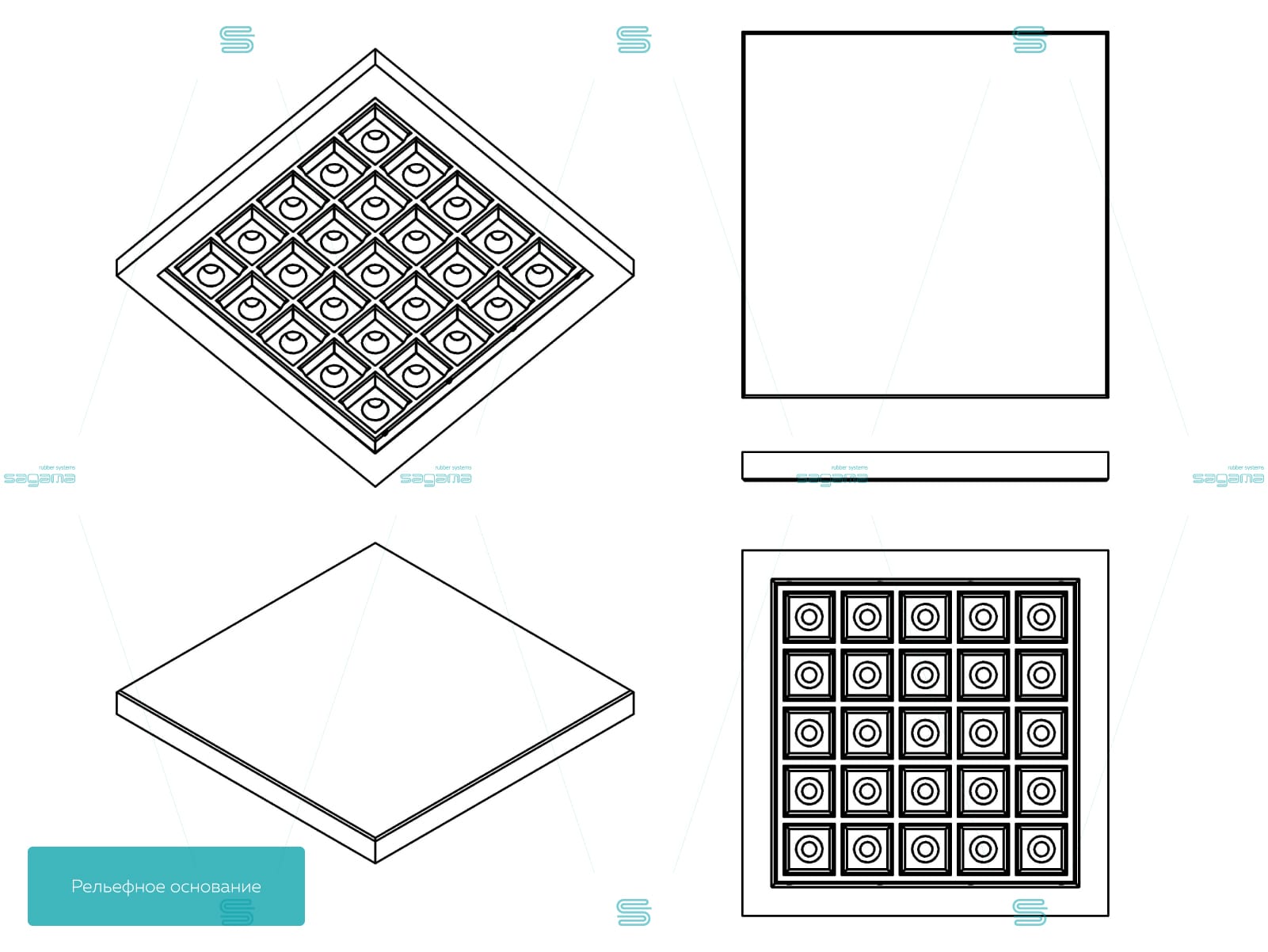 Резиновая плитка Sagama Tile&Roll 50x50см