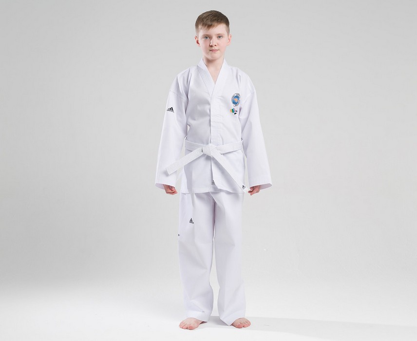 Добок для тхэквондо с поясом Adidas подростковый ITF Student Dobok белый adiTITF01