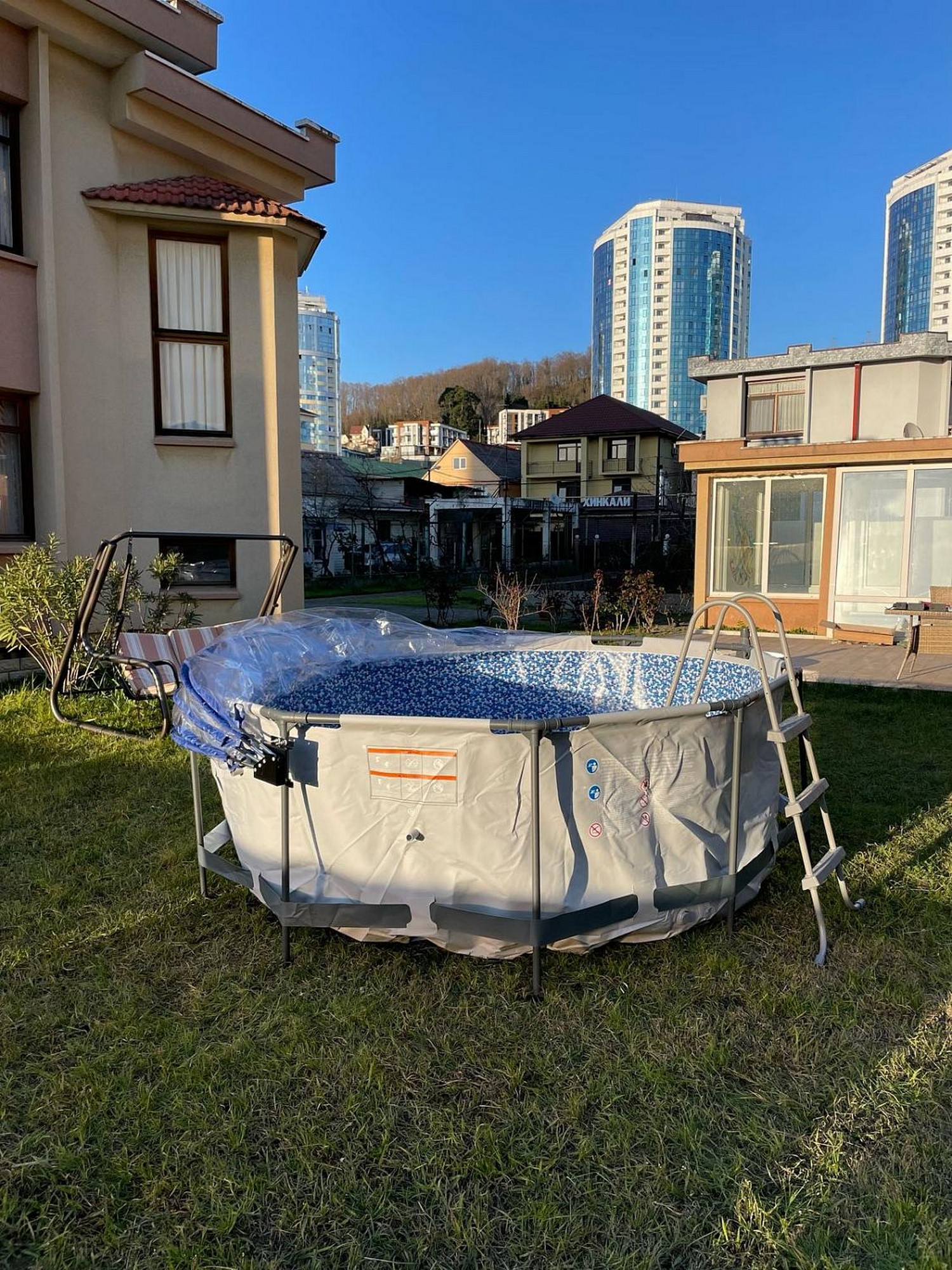 Круглый купольный тент Pool Tent на бассейн d457см PT457-G серый