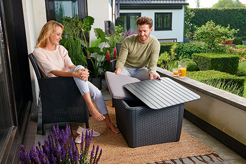 Стол-сундук, графит Luzon Plus Flat Wicker