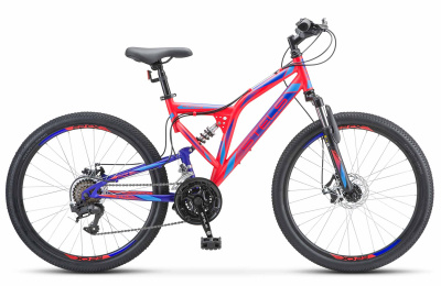 Велосипед 24" Stels Mustang MD V010 (18-ск.) (Двухподвес) LU094555 Красный\Неоновый\Синий