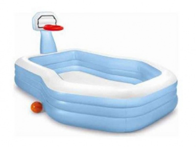 Бассейн семейный с баксетбольным кольцом, 257х188х103см Intex 57183