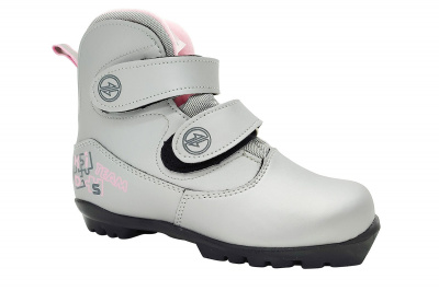 Ботинки лыжные NNN COMFORT Kids (системные!) (на липучке) серебро-розовый