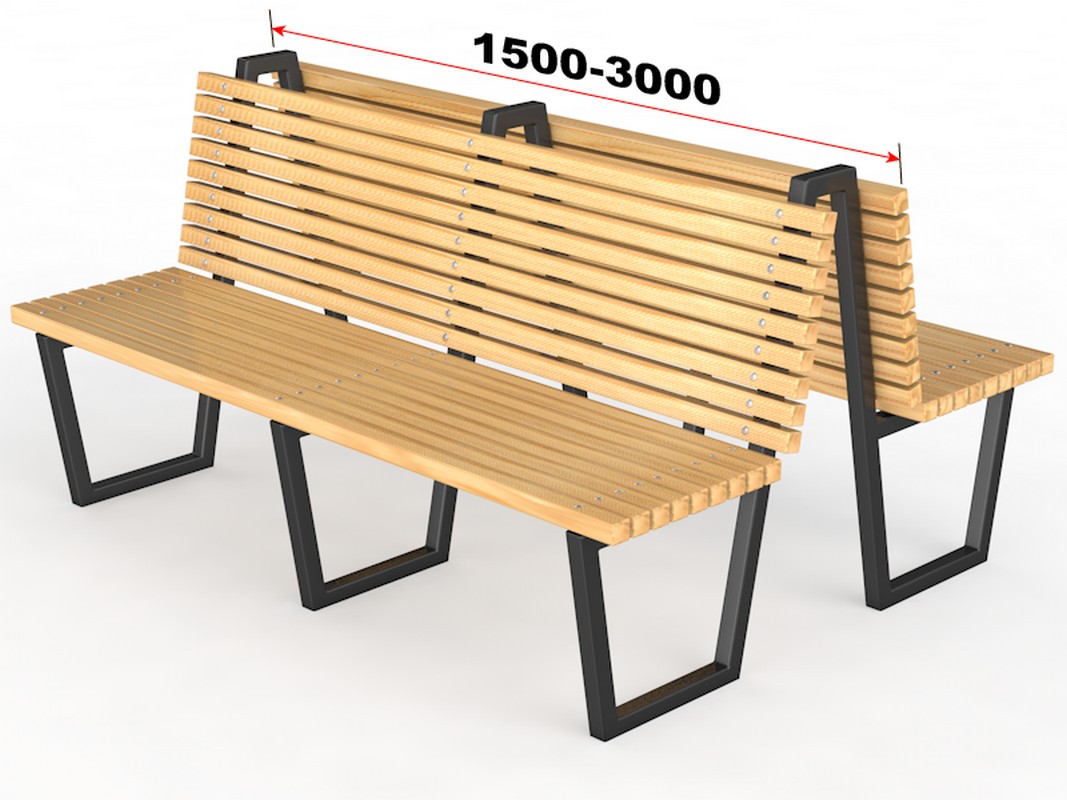 Уличная скамейка со спинкой "Близнецы", длина 2500 мм  14.6.900-2500