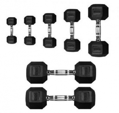 Гантель 50кг Perform Better Rubber Encased Hex Dumbbells 4137-50\BK-50-00